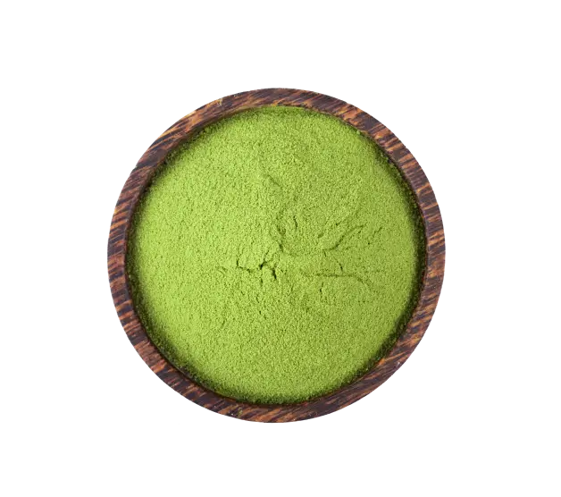 powdered matcha green tea in bowl